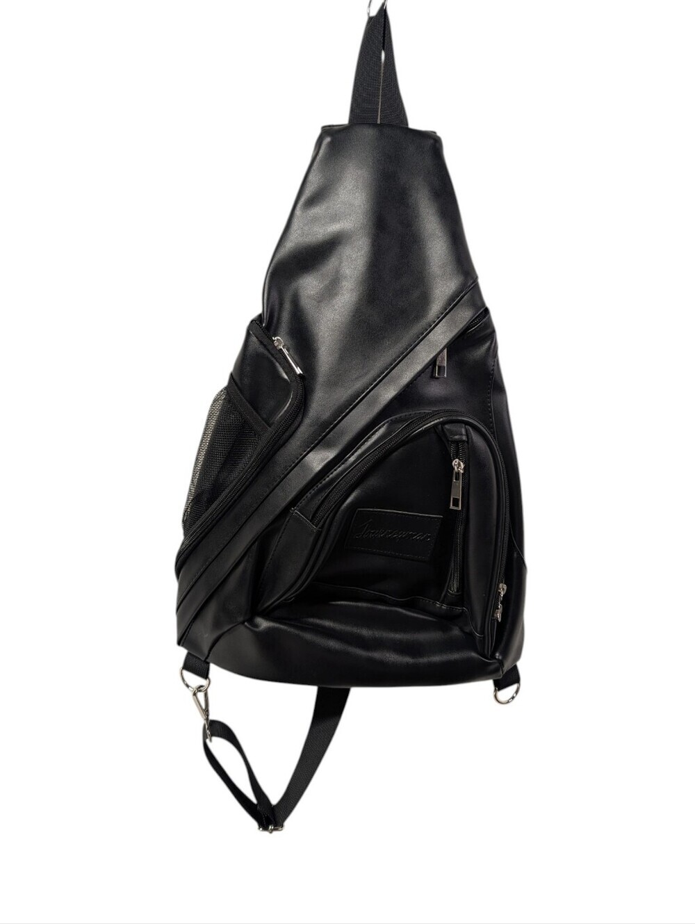 Journeyman Black Vegan Leather Sling Bag Crossbody Backpack NWT Men's Women's